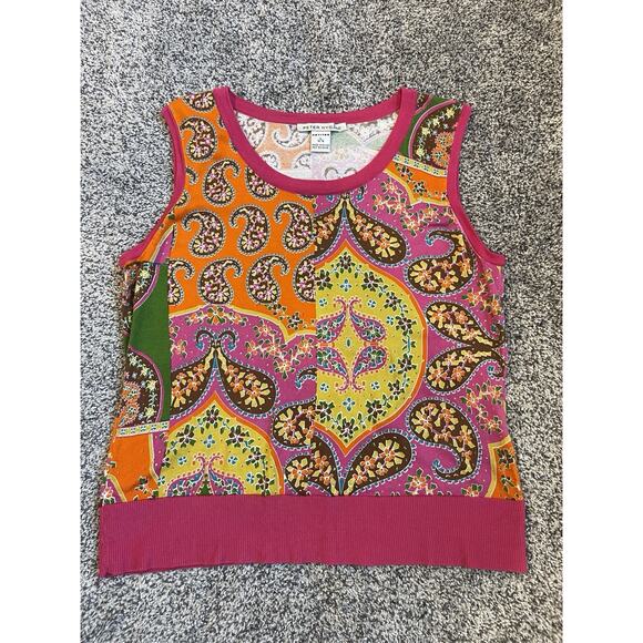 Peter Nygard Women's Colorful Artsy Knit Tank Size Large Petite - Picture 1 of 6